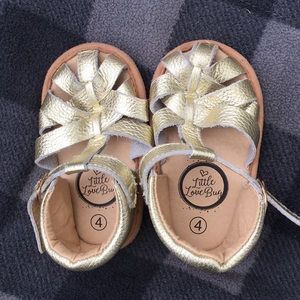 Little Love Bug Sandals- gold leather, size 4